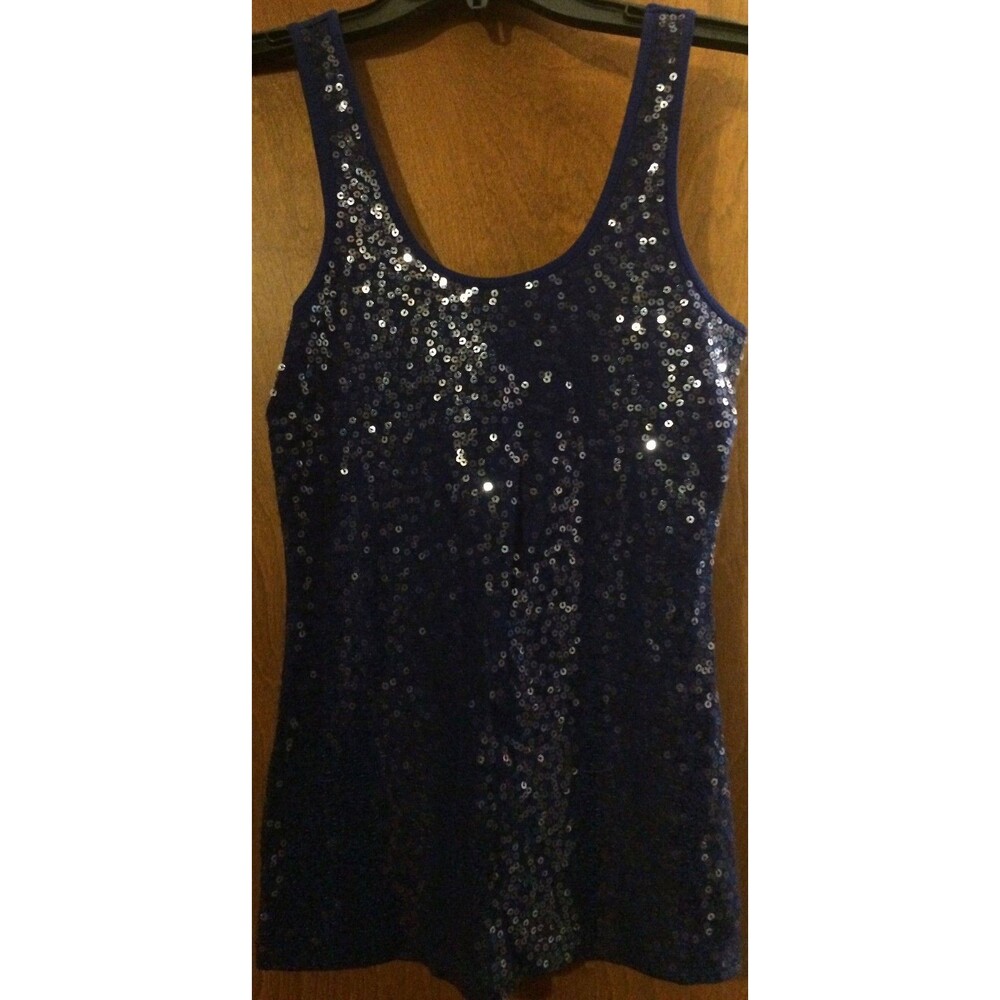 Women's Express Dark Sequence Ribbed Tank Top Size S NWT B1